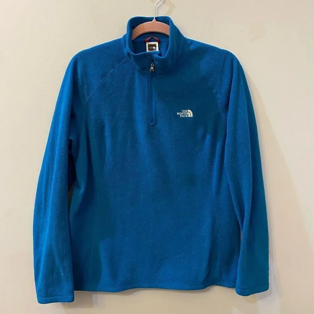 The North Face Teal Quarter-Zip Fleece Pullover Women Size L